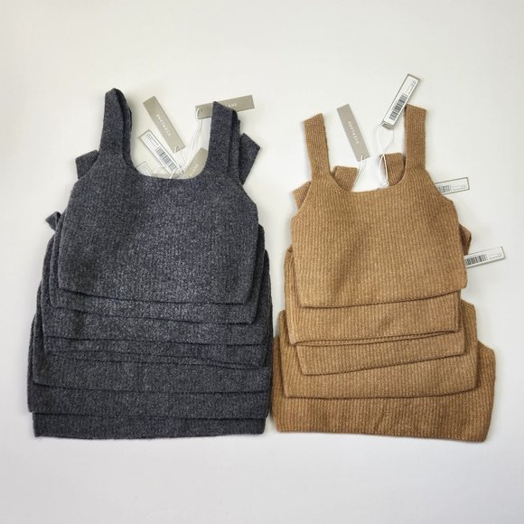 NWT Everlane Reseller Bundle 10 Pieces Wool Yak Crop Stretchy Ribbed Tanks XXS-L - Picture 1 of 7